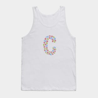 Floral Monogram Letter C - pink and blue Tank Top